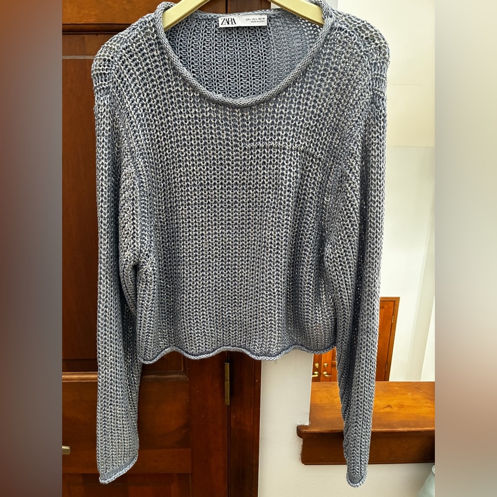 Zara Metallic Blue Sweater